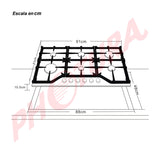 Drija Toscana 91 Estufa Empotrable a Gas de Vidrio Templado | 6 Quemadores | 6 Válvulas de Seguridad