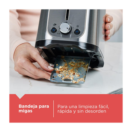 Black & Decker Tostadora de 2 Rebanadas | 7 Niveles de Tostado | Ranuras Anchas | Acero