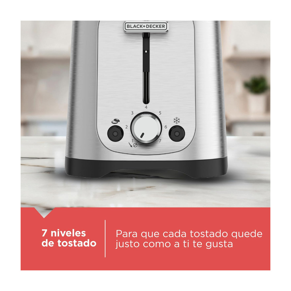 Black & Decker Tostadora de 2 Rebanadas | 7 Niveles de Tostado | Ranuras Anchas | Acero