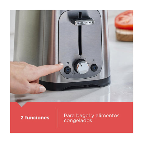Black & Decker Tostadora de 2 Rebanadas | 7 Niveles de Tostado | Ranuras Anchas | Acero