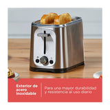 Black & Decker Tostadora de 2 Rebanadas | 7 Niveles de Tostado | Ranuras Anchas | Acero