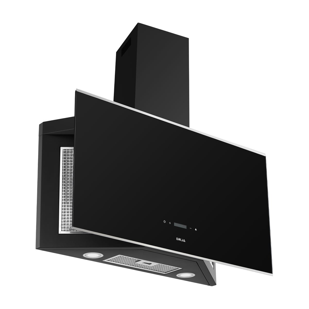 Drija Trapezio 90 Black Extractor de Grasa | Tipo Chimenea | 3 Velocidades | Panel Táctil | 1 Filtro de Carbón | 3 Filtros de Aluminio | 650m3/H