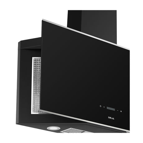 Drija Trapezio 90 Black Extractor de Grasa | Tipo Chimenea | 3 Velocidades | Panel Táctil | 1 Filtro de Carbón | 3 Filtros de Aluminio | 650m3/H