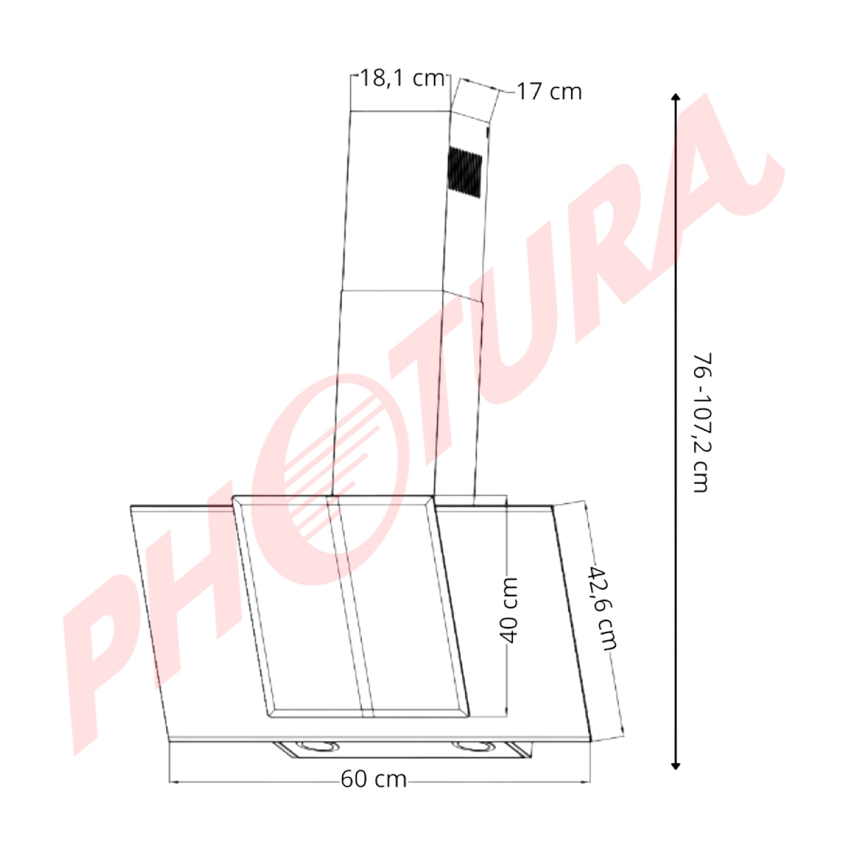 Drija Triangolo 60 Extractor de Grasa | Tipo Chimenea | 3 Velocidades | Panel Táctil | Control Remoto | 2 Filtros de Carbón | 1 Filtro de Aluminio | 650m3/H