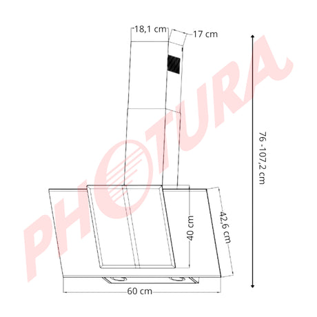 DRIJA Triangolo 60 Extractor de Grasa | Tipo Chimenea | 3 Velocidades | Panel Táctil | Control Remoto | 2 Filtros de Carbón | 1 Filtro de Aluminio | 650m3/H