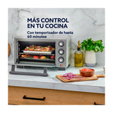 Oster TSSTTV17MAFNS Horno Eléctrico de 17L | Freidora de Aire | 4 Funciones | Temporizador | 1400W | Gris