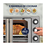 Oster TSSTTV25FDMAFNS Horno Eléctrico de 25L | Estilo Francés | Freidora de Aire | 5 Funciones | Puerta de Vidrio | Gris