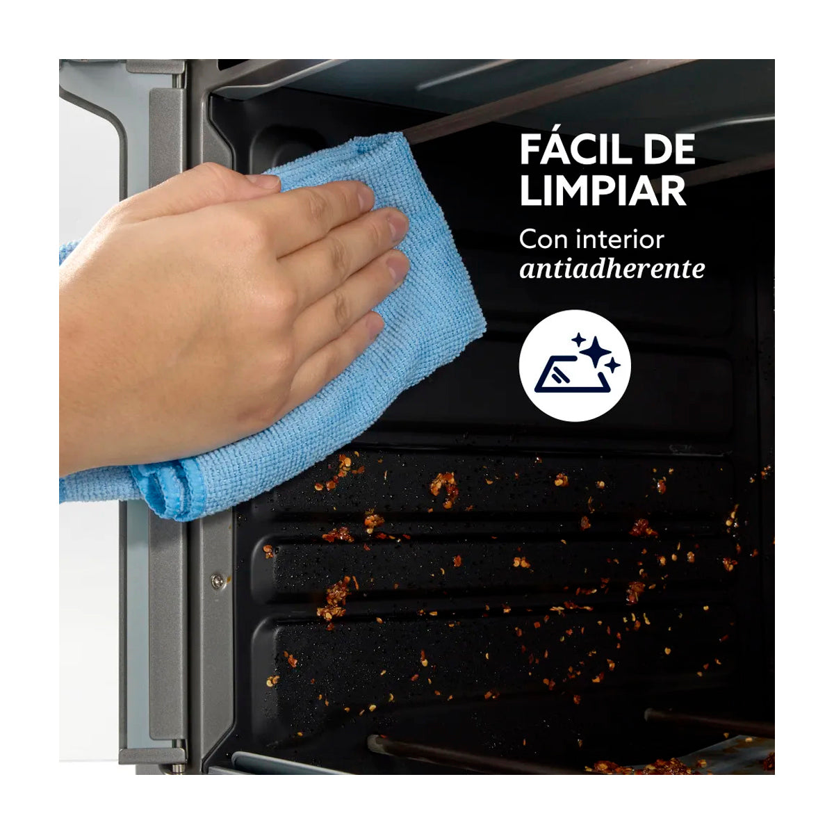 Oster TSSTTV35FDMAFNS013 Horno Eléctrico de 35L | Estilo Francés | Freidora de Aire | 5 Funciones | Puerta de Vidrio | Gris