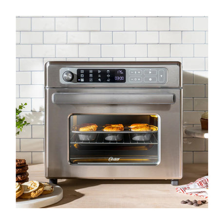 Oster TSSTTVDAF1NS Horno Eléctrico de 22L | Freidora de Aire | 12 Funciones | Plateado