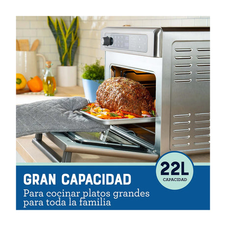 Oster TSSTTVDAF1NS Horno Eléctrico de 22L | Freidora de Aire | 12 Funciones | Plateado