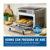 Oster TSSTTVDAF1NS Horno Eléctrico de 22L | Freidora de Aire | 12 Funciones | Plateado