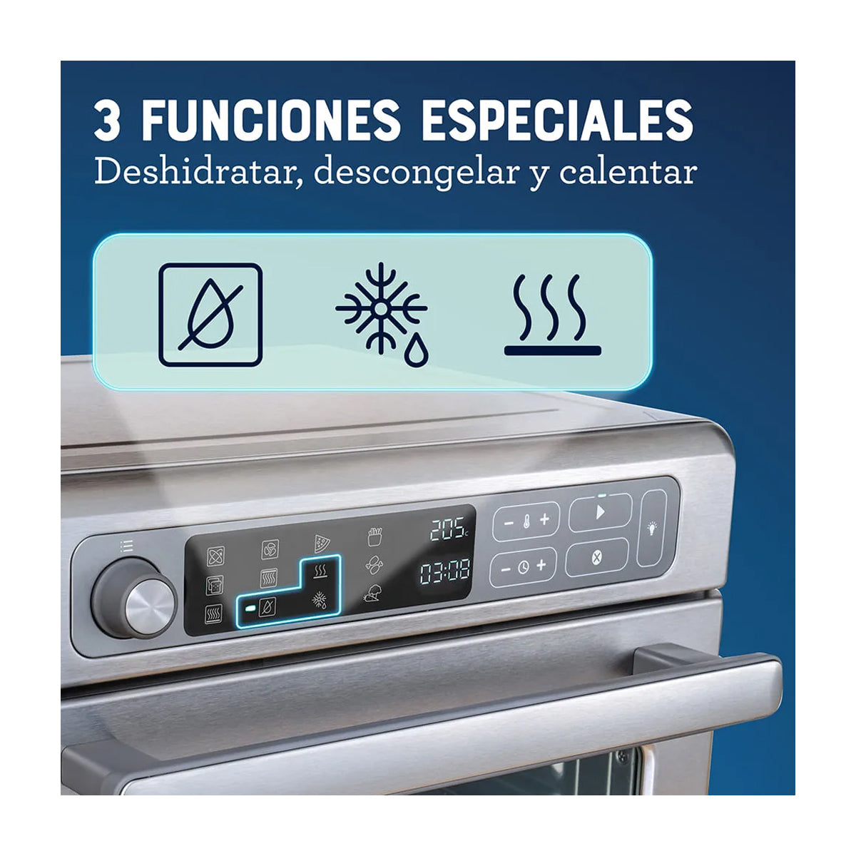 Oster TSSTTVDAF1NS Horno Eléctrico de 22L | Freidora de Aire | 12 Funciones | Plateado