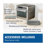 Oster TSSTTVDAF1NS Horno Eléctrico de 22L | Freidora de Aire | 12 Funciones | Plateado