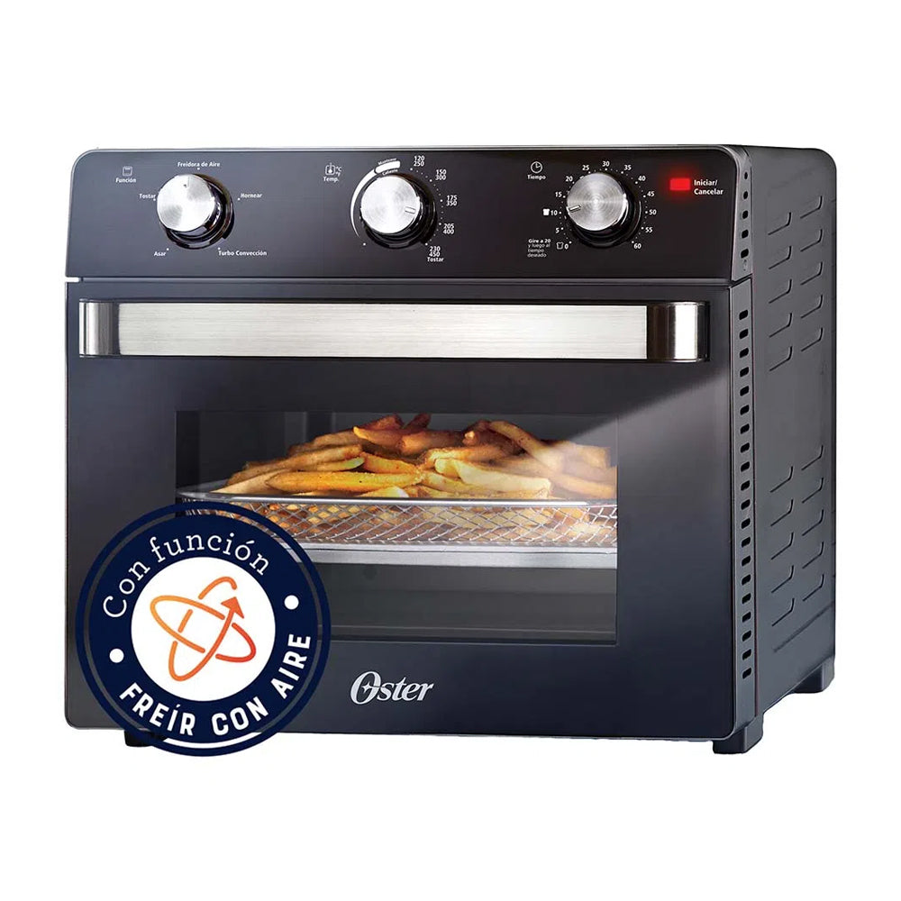 Oster TSSTTVMAF1 Horno Eléctrico de 22L | Freidora de Aire | 5 Funciones | Negro Plateado