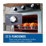 Oster TSSTTVMAF1 Horno Eléctrico de 22L | Freidora de Aire | 5 Funciones | Negro Plateado