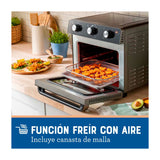 Oster TSSTTVMAF1 Horno Eléctrico de 22L | Freidora de Aire | 5 Funciones | Negro Plateado