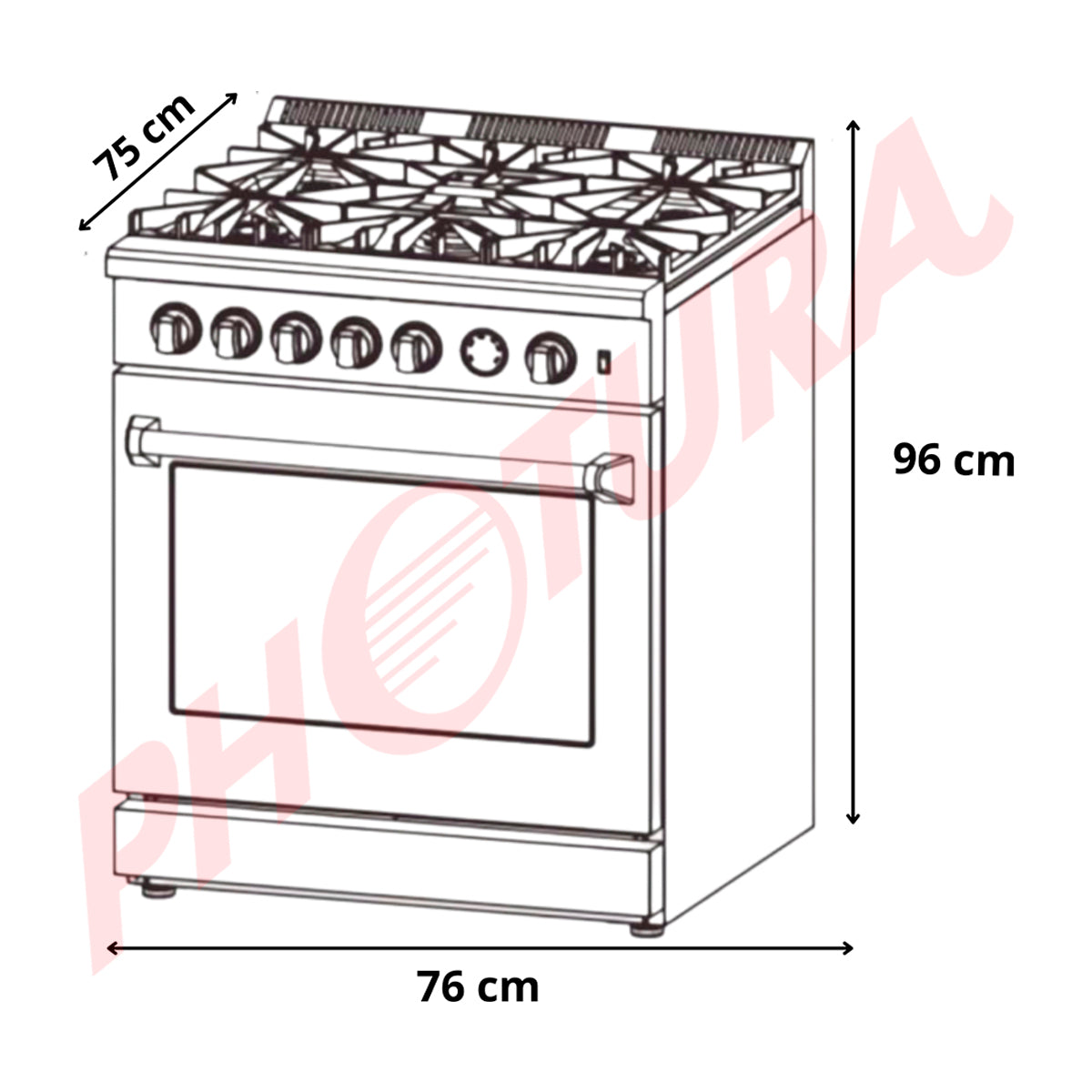 Drija Venecia 76 Estufa a Gas de Acero Inoxidable | Convección | Enc. Eléctrico | 30" | 5 Quemadores