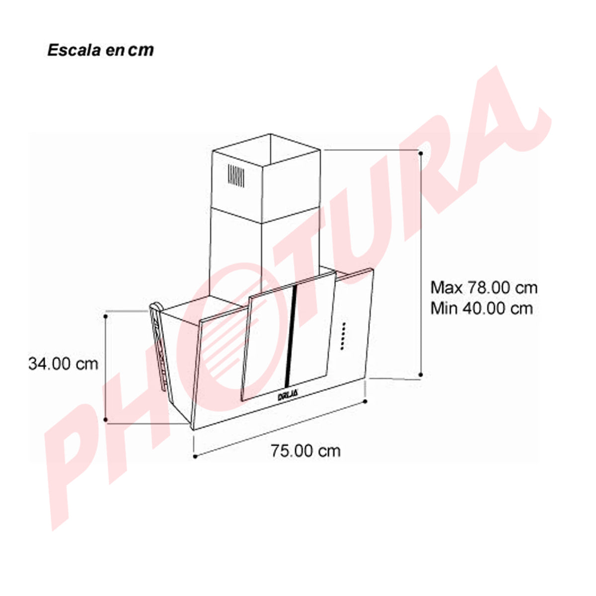 Drija Vetro 76 Extractor de Grasa | Tipo Chimenea | 3 Velocidades | Panel Táctil | Control Remoto | 2 Filtros de Carbón | 1 Filtro de Aluminio | 500m3/H