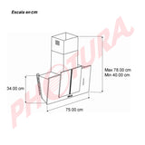 Drija Vetro 76 Extractor de Grasa | Tipo Chimenea | 3 Velocidades | Panel Táctil | Control Remoto | 2 Filtros de Carbón | 1 Filtro de Aluminio | 500m3/H
