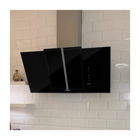 DRIJA Vetro 90 Extractor de Grasa | Tipo Chimenea | 3 velocidades | Panel Táctil | Control Remoto | 2 Filtros de Carbón | 1 Filtro de Aluminio | 500m3/H