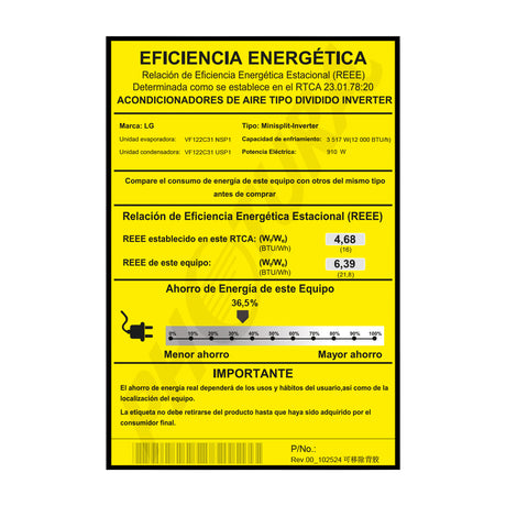 LG Aire Acondicionado Split DUAL Inverter 12,000 BTU | SEER 21.8 | DUALCOOL | WiFi | ThinQ | AI Air | Soft Air | kW Manager | Auto Clean+ | 220v