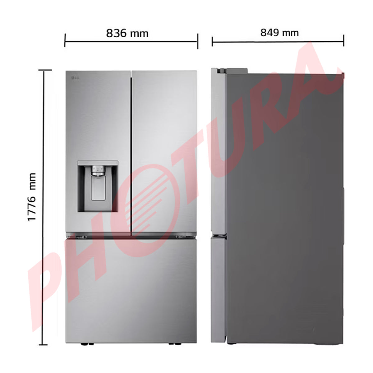 LG Refrigeradora French Door Smart Inverter de 3 Puertas | Linear Cooling | Multi Air Flow | Dispensador de Agua y Hielo | 24.47p3