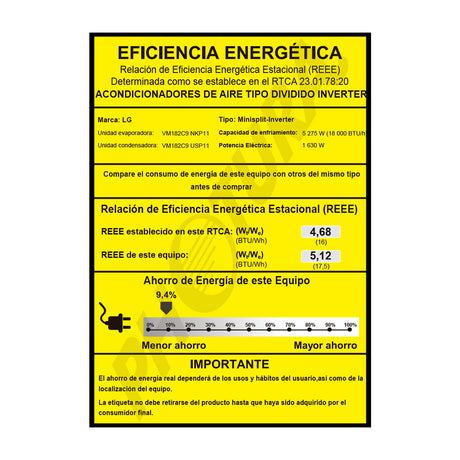 LG Aire Acondicionado Split DUAL Inverter 18,000 BTU | SEER 17.5 | DUALCOOL | WiFi | ThinQ | Micro Filtro | Funcionamiento Silencioso | 220v