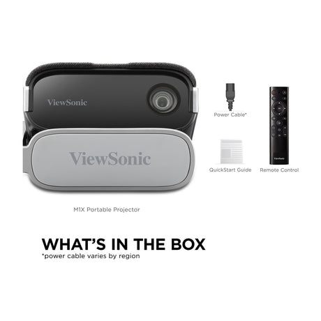 ViewSonic M1X Proyector Portátil Smart | WVGA | 360 Lúmenes | 24" - 100" | 16:9 | WiFi | Bluetooth | Cinema SuperColor+ | Smart Stand 360° | Altavoces Harman Kardon | Conexión Inalámbrica