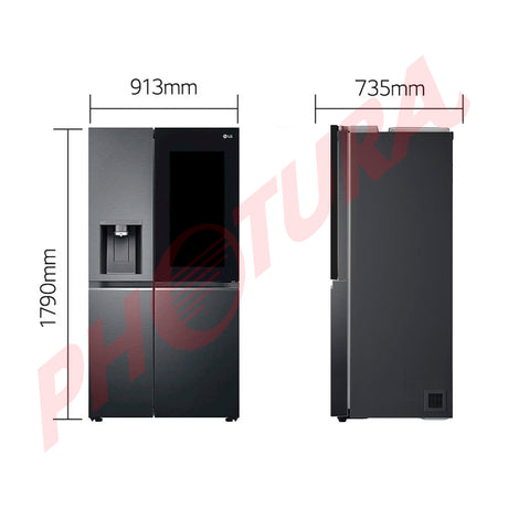 LG Refrigeradora Side By Side InstaView Door-In-Door Smart Inverter | ThinQ | Craft Ice | Linear/Door Cooling | Hygiene Fresh+ | UVNano | Dispensador de Agua y Hielo | 22.42p3 | Negro Matte