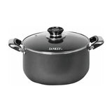 Sankey Olla de 44cm | Revestimiento de Cerámica | Tapa de Vidrio | Negro