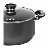 Sankey Olla de 44cm | Revestimiento de Cerámica | Tapa de Vidrio | Negro