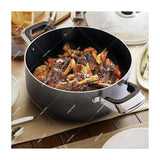 Sankey Olla de 44cm | Revestimiento de Cerámica | Tapa de Vidrio | Negro