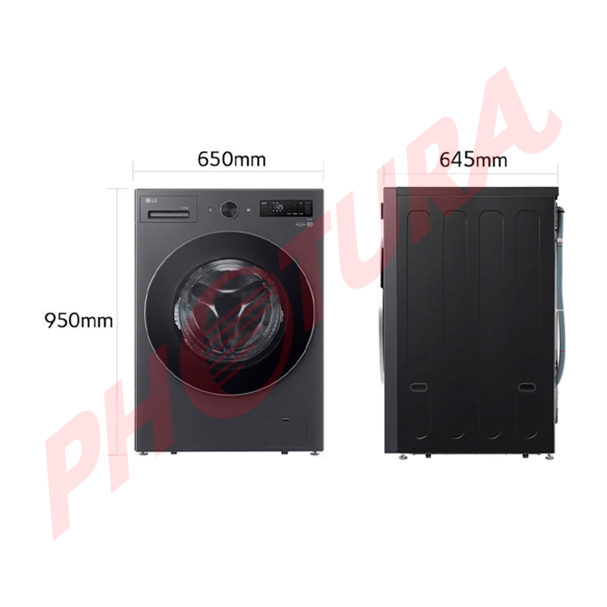 LG Lavadora Secadora Eléctrica 2-en-1 Inverter AI Direct Drive de Carga Frontal | ThinQ | AI DD | TurboWash | Steam | 16kg | Grafito