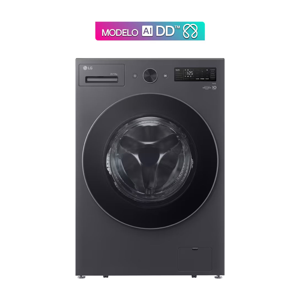 LG Lavadora Secadora Eléctrica 2-en-1 Inverter AI Direct Drive de Carga Frontal | ThinQ | 6 Motion DD | TurboWash | Steam | 20kg | Gris