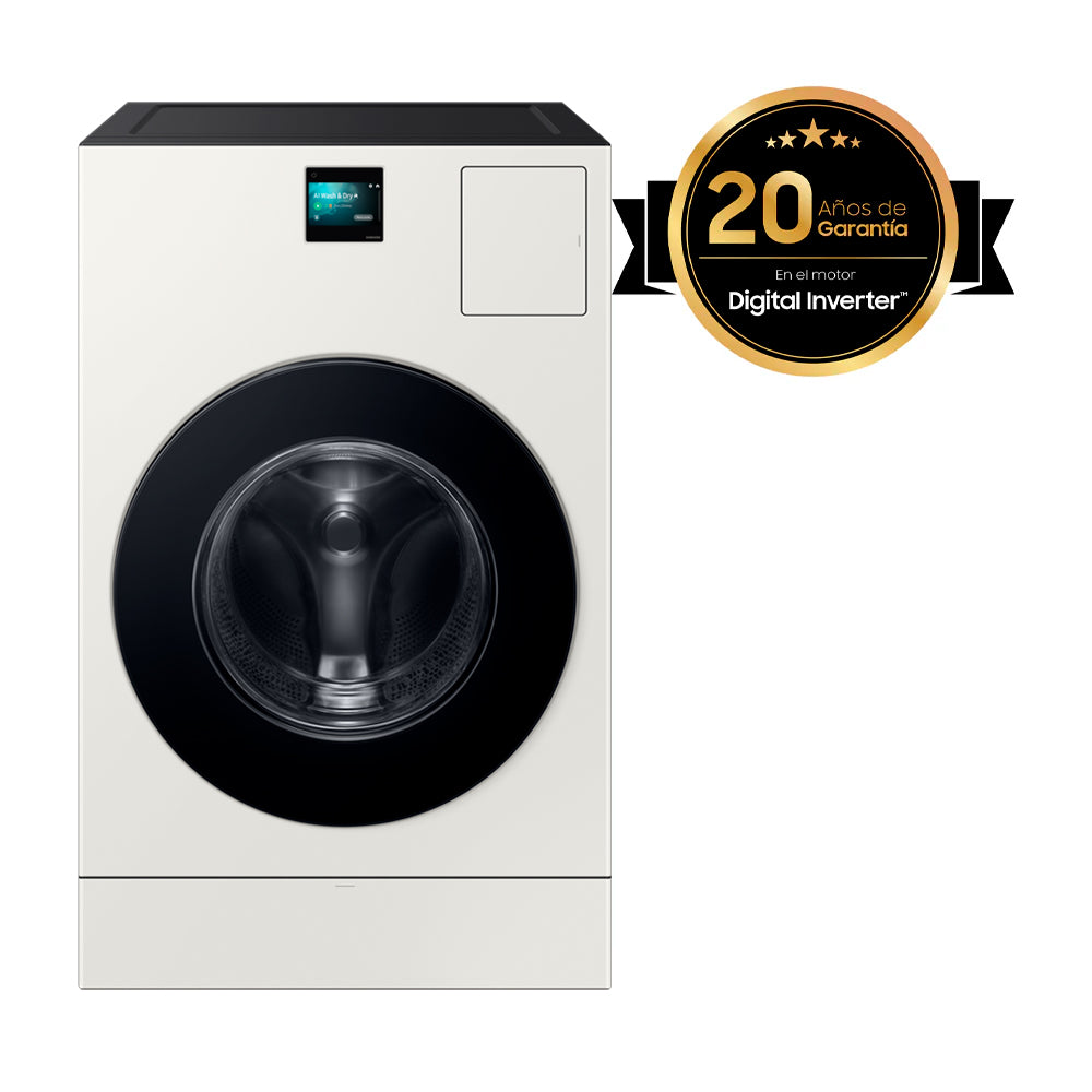 Samsung BESPOKE AI Lavadora Secadora Eléctrica 2-en-1 Digital Inverter de Carga Frontal | AI Opti Wash | AI Optimal Dry | VRT Plus | 26kg | Satin Greige