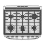 Mabe Estufa a Gas de Acero Inoxidable | Tecnología Ultimate | Perfect Cook | Easy Clean Pro | Tapa | Plancha | 30" | 6 Quemadores