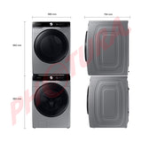 Samsung Combo Lavadora Automática Digital Inverter y Secadora a Gas de Carga Frontal | MultiControl | AI Control | VRT Plus | 22kg | Gris