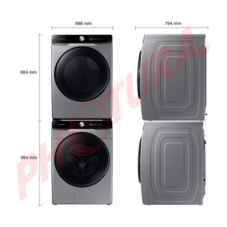 Samsung Combo Lavadora Automática Digital Inverter y Secadora Eléctrica de Carga Frontal | MultiControl | AI Control | VRT Plus | 22kg | Gris