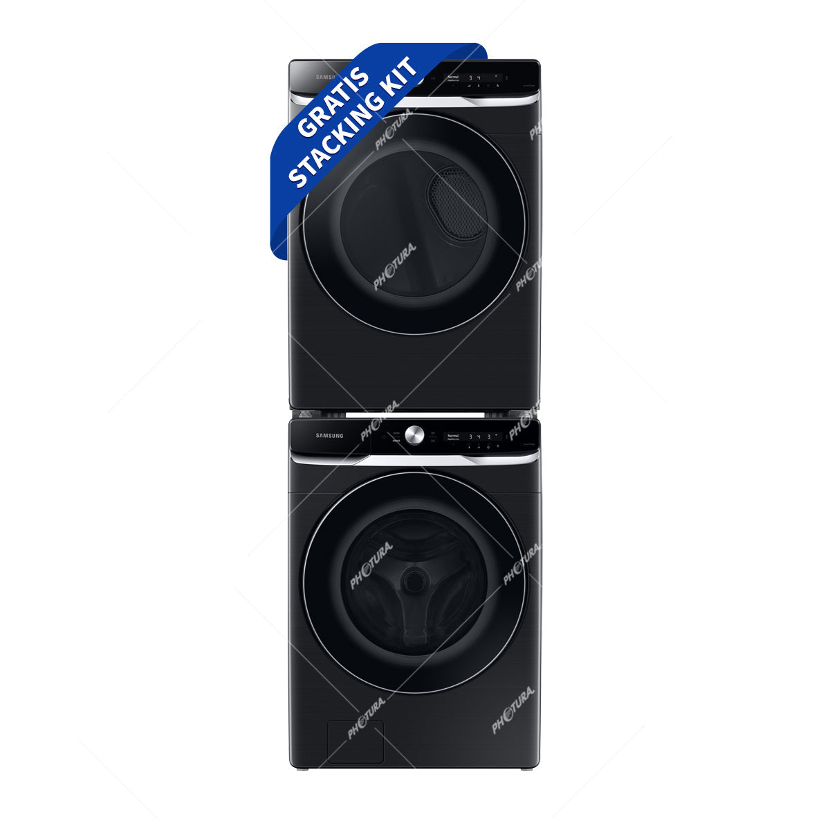 Samsung Combo Lavadora Automática Digital Inverter y Secadora Eléctrica de Carga Frontal | OptiWash | MultiControl | AI Control | VRT Plus | 24kg | Negro