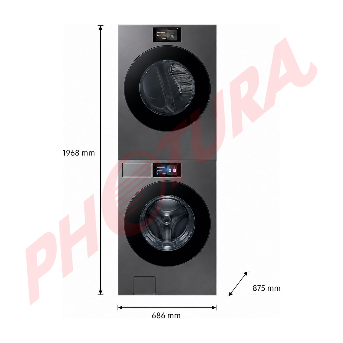Samsung BESPOKE AI Combo Lavadora Automática Digital Inverter de 26kg y Secadora a Gas de Carga Frontal de 24kg | AI Opti Wash | AI OptiDry Plus | AI Home | Gris
