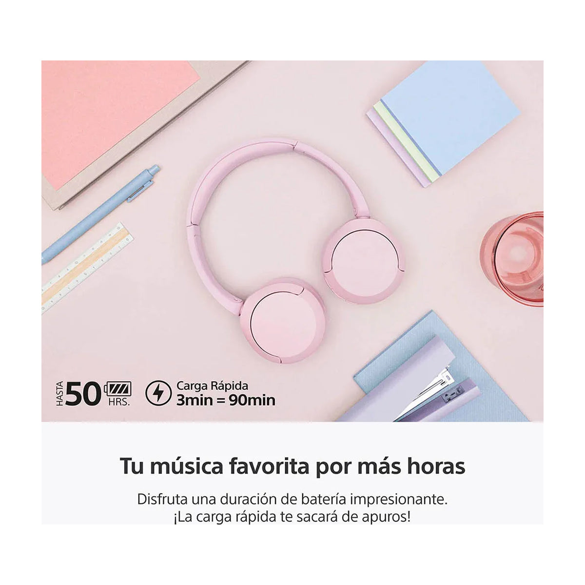Sony WH-CH520 Audífonos Inalámbricos Bluetooth On-Ear | Rosa