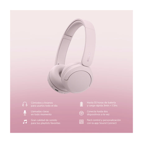 Sony WH-CH530 Audífonos Inalámbricos Bluetooth On-Ear | Rosa