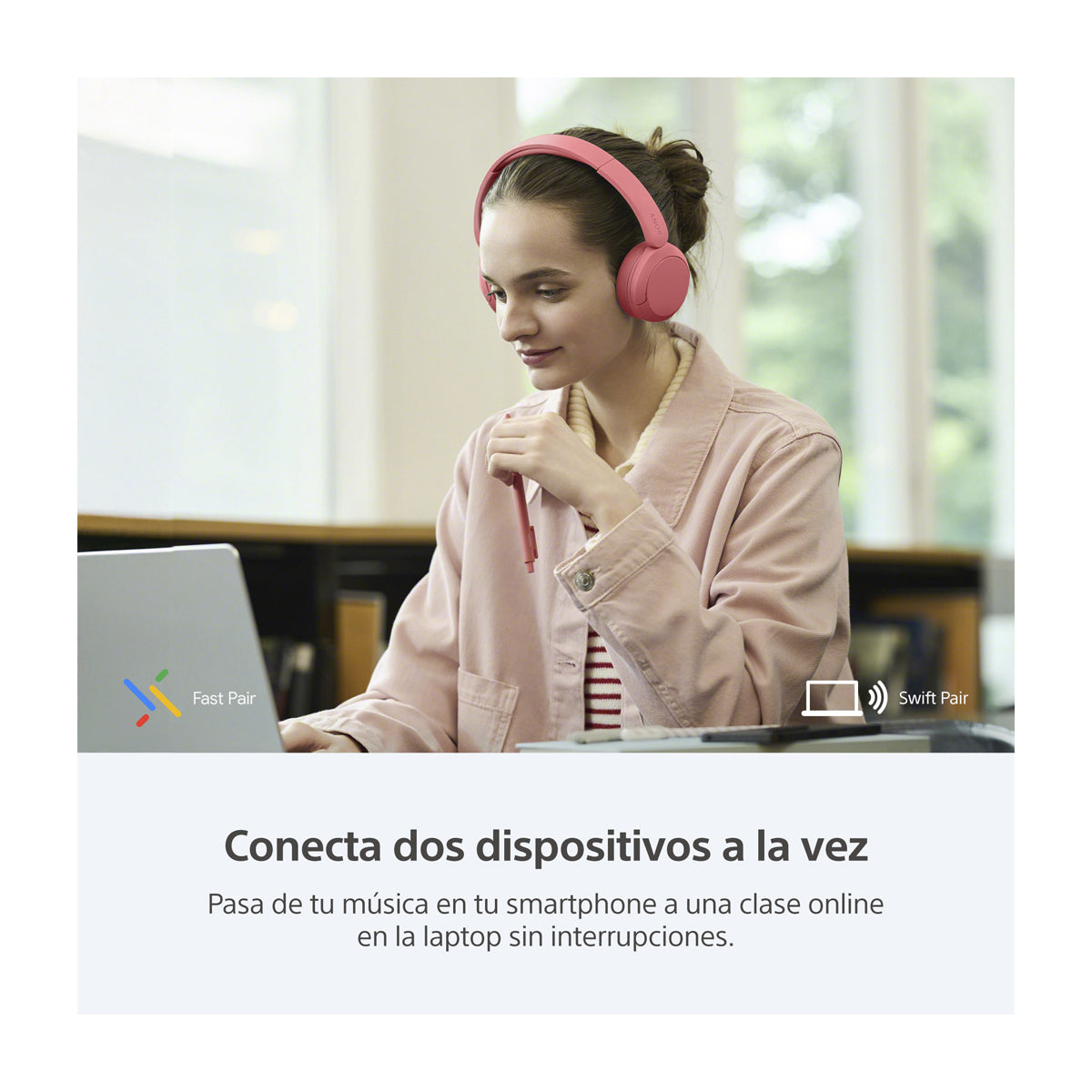 Sony WH-CH530 Audífonos Inalámbricos Bluetooth On-Ear | Coral