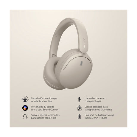 Sony WH-CH730N Audífonos Inalámbricos Bluetooth Over-Ear | Noise Cancelling | Beige