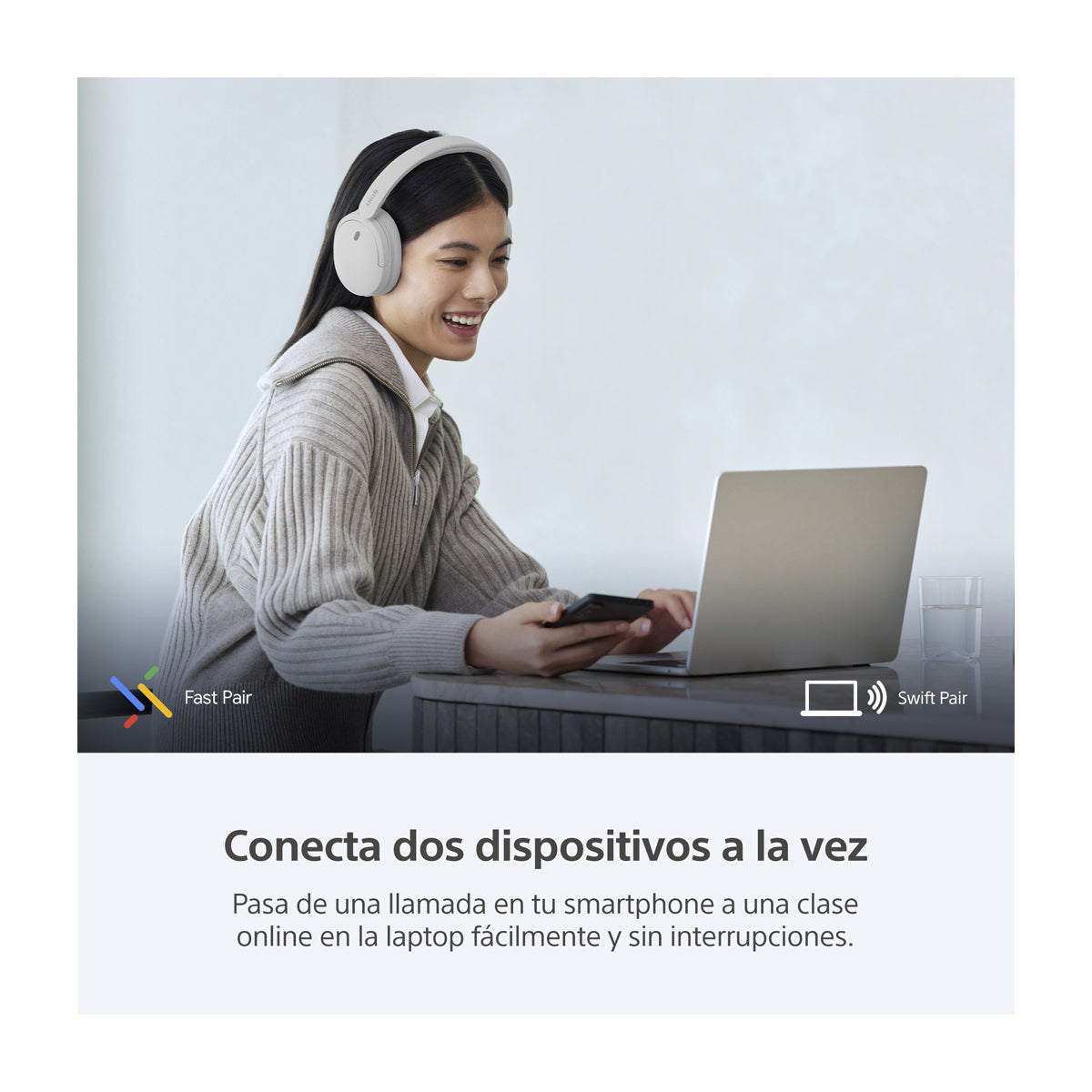 Sony WH-CH730N Audífonos Inalámbricos Bluetooth Over-Ear | Noise Cancelling | Blanco