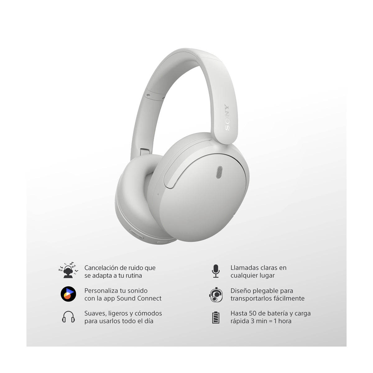 Sony WH-CH730N Audífonos Inalámbricos Bluetooth Over-Ear | Noise Cancelling | Blanco