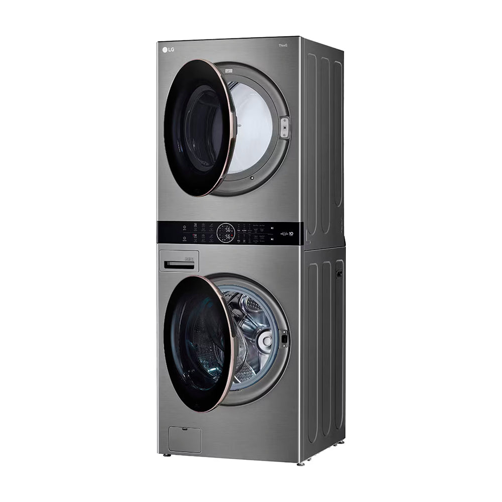 LG WashTower Torre de Lavado Eléctrico Inverter Direct Drive de Carga Frontal | AI DD | AI Sensor Dry | AI ThinQ | 22kg | Plateado