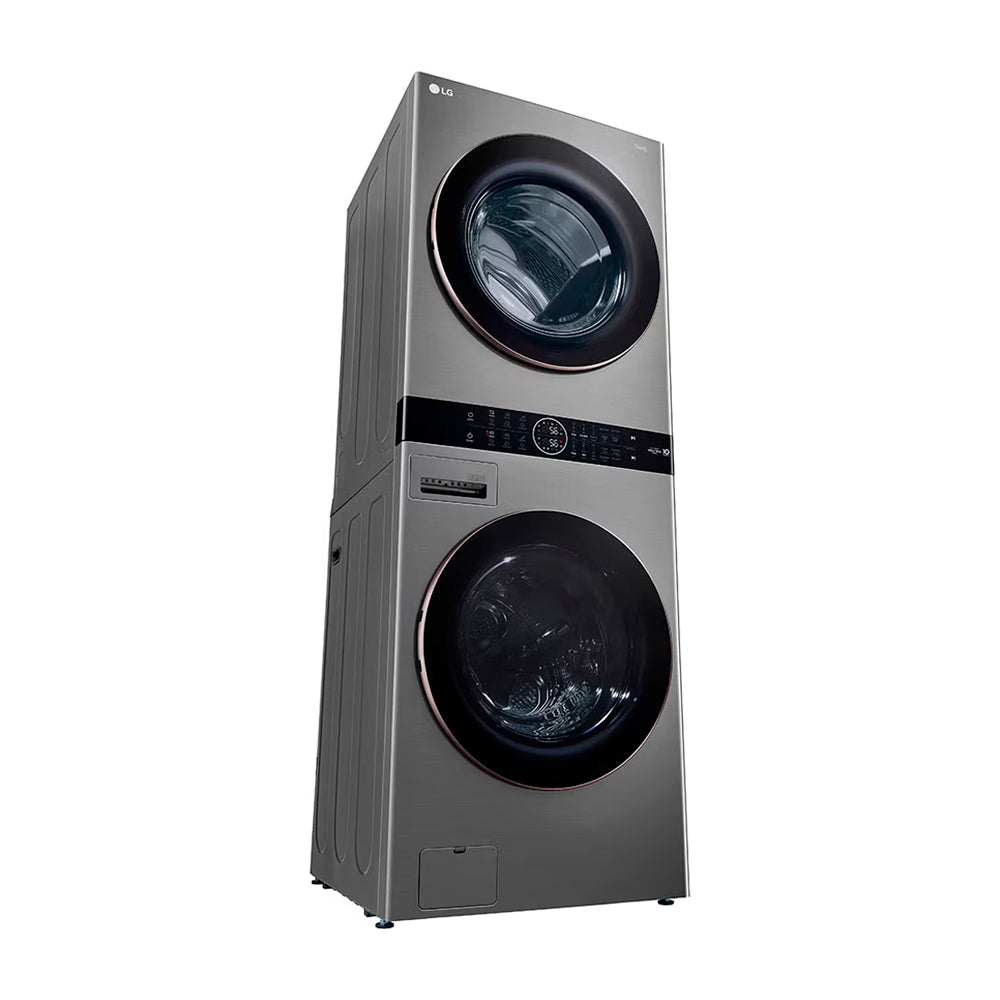 LG WashTower Torre de Lavado a Gas Inverter Direct Drive de Carga Frontal | AI DD | AI Sensor Dry | AI ThinQ | 22kg | Plateado