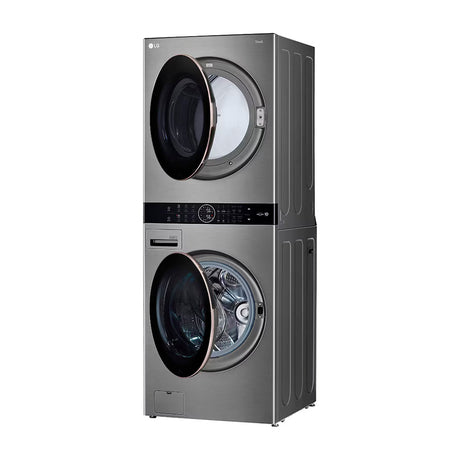 LG WashTower Torre de Lavado a Gas Inverter Direct Drive de Carga Frontal | AI DD | AI Sensor Dry | AI ThinQ | 22kg | Plateado