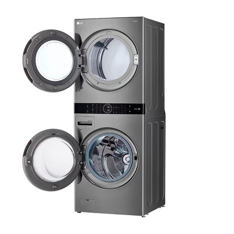 LG WashTower Torre de Lavado a Gas Inverter Direct Drive de Carga Frontal | AI DD | AI Sensor Dry | AI ThinQ | 22kg | Plateado